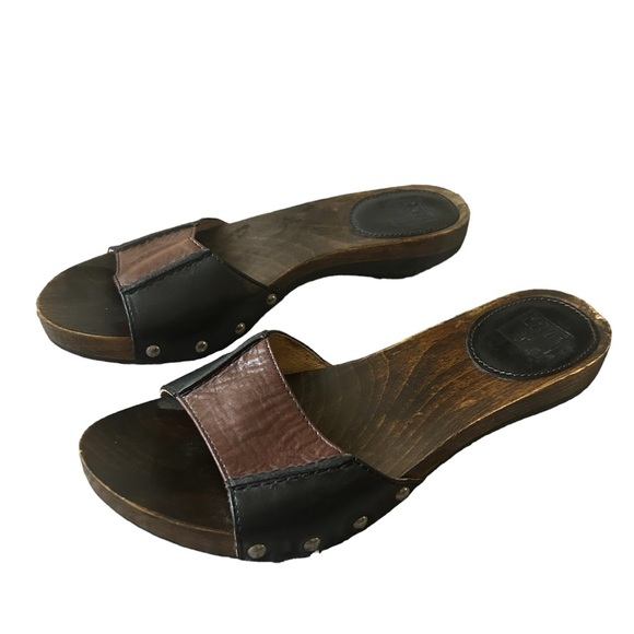 Frye Ellie Slide leather upper and wooden sole size 6.5 - Picture 2 of 6